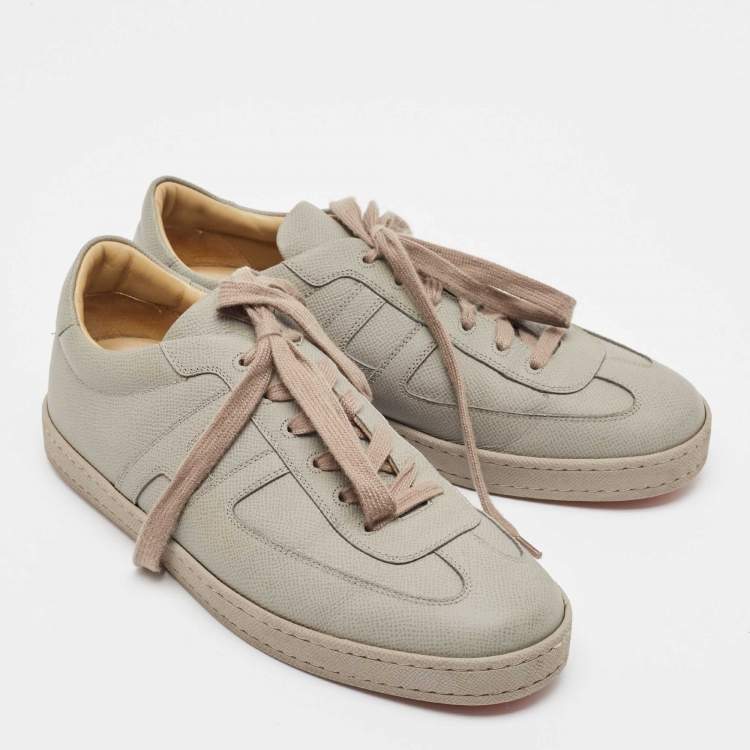 Pre Owned Hermes Grey Leather Quicker Low Top Sneakers Size 41.5