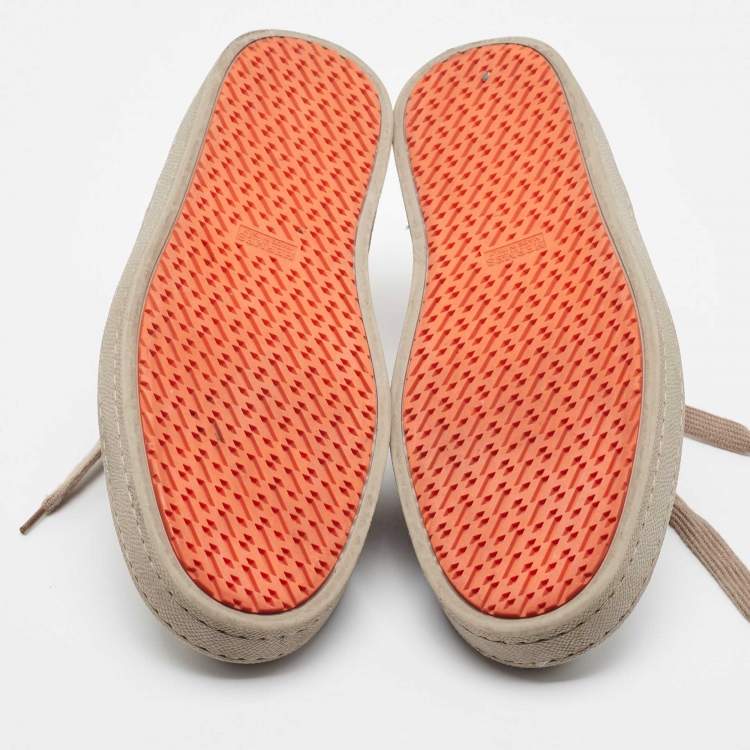 Pre Owned Hermes Grey Leather Quicker Low Top Sneakers Size 41.5