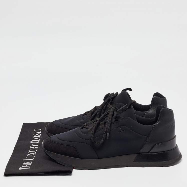 Pre Owned Hermes Black Nylon and Suede Buster Sneakers Size 41.5
