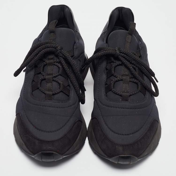 Pre Owned Hermes Black Nylon and Suede Buster Sneakers Size 41.5