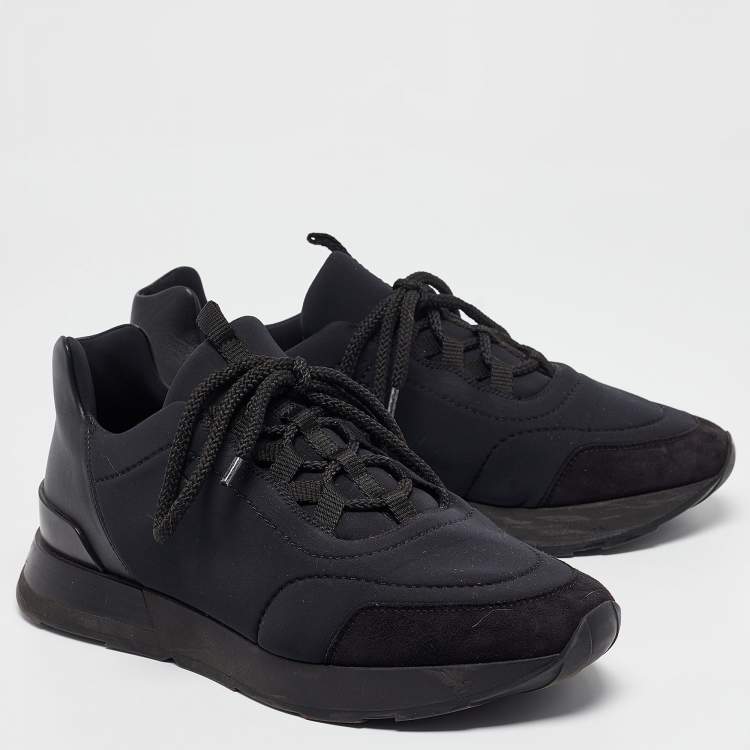 Pre Owned Hermes Black Nylon and Suede Buster Sneakers Size 41.5