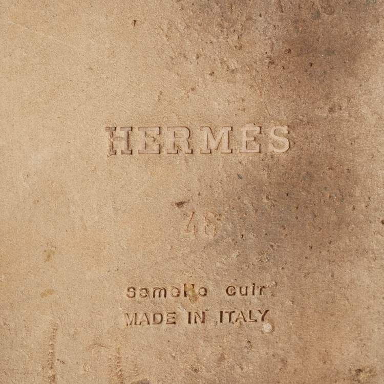 Pre Owned Hermes White Leather Izmir Flat Slides Size 46