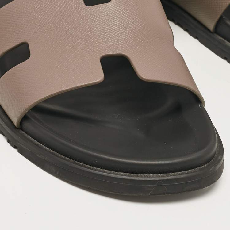 Pre Owned Hermes Brown Leather Chypre Sandals Size 46