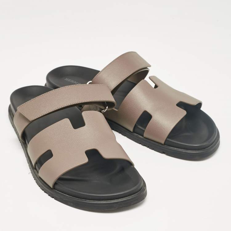 Pre Owned Hermes Brown Leather Chypre Sandals Size 46