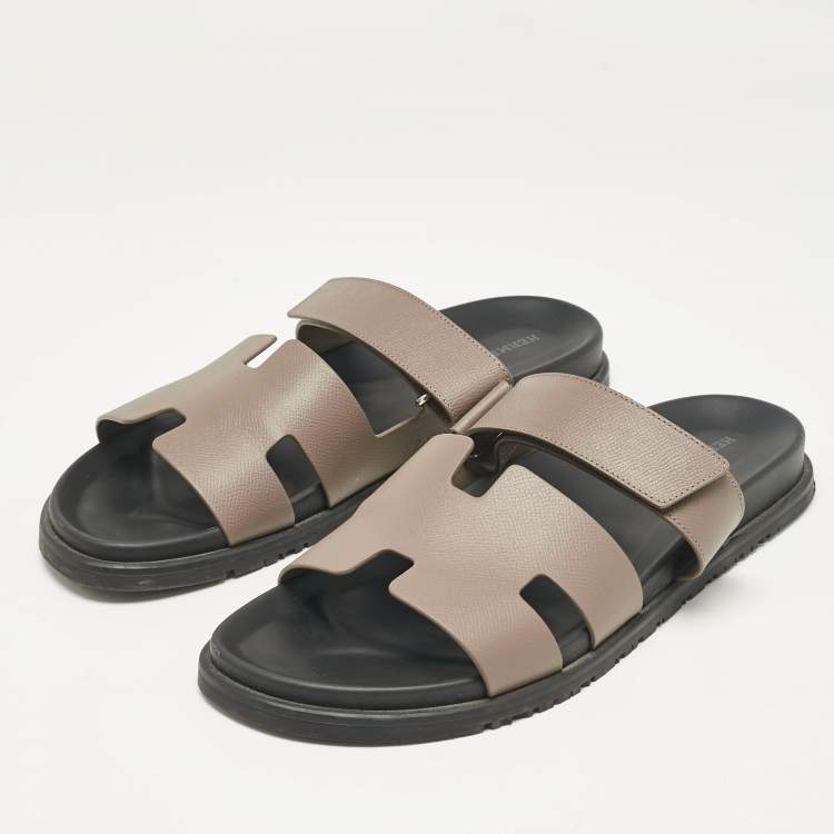 Pre Owned Hermes Brown Leather Chypre Sandals Size 46