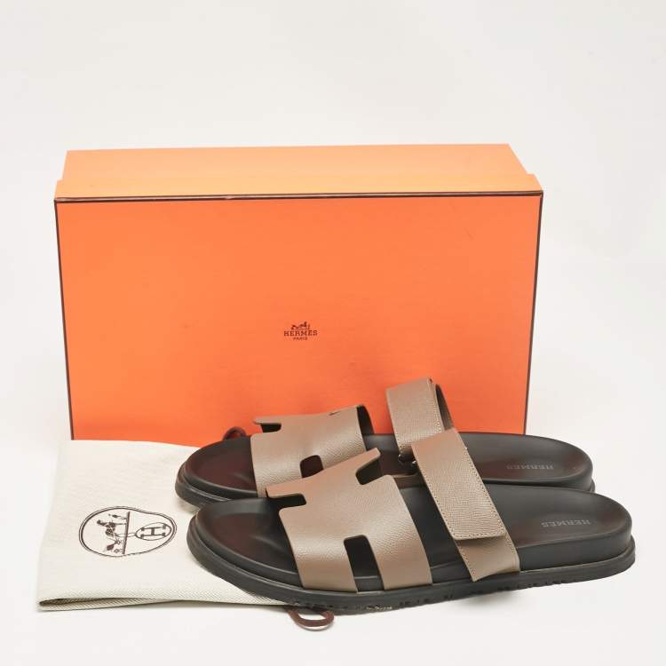 Pre Owned Hermes Brown Leather Chypre Sandals Size 46