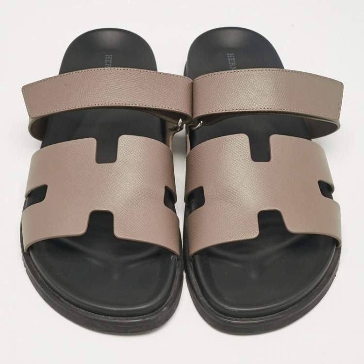 Pre Owned Hermes Brown Leather Chypre Sandals Size 46