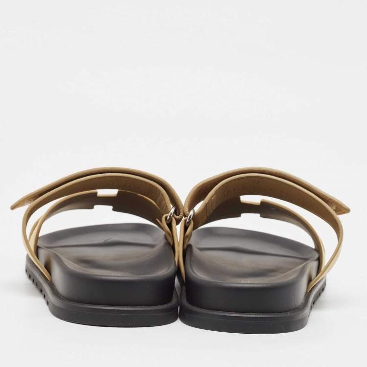 Pre Owned Hermes Beige Suede Chypre Sandals Size 42