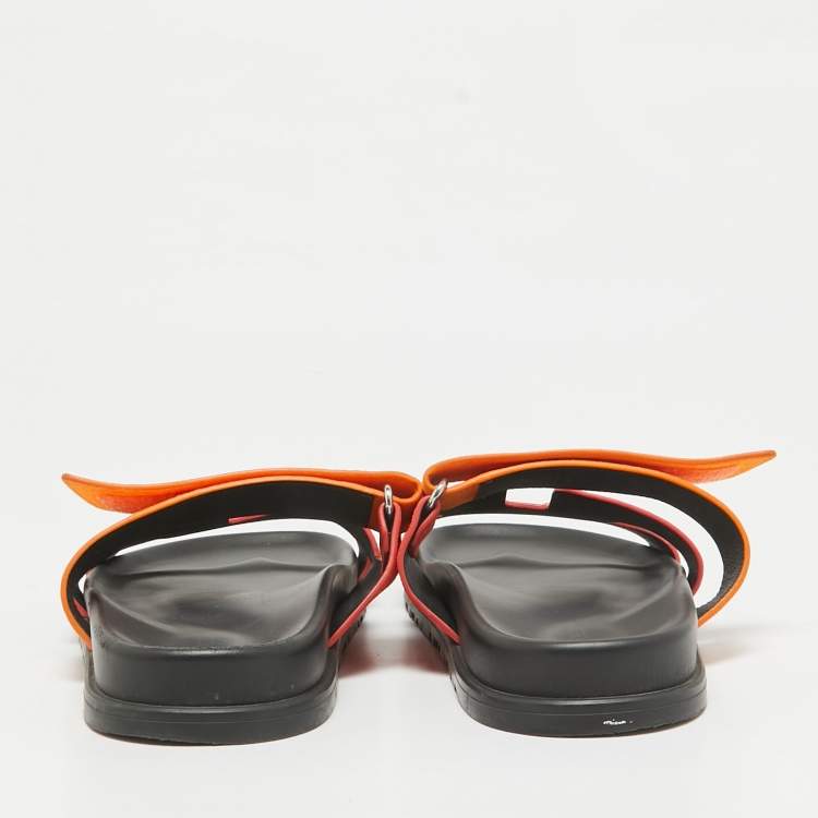 Pre Owned Hermes Orange Suede Chypre Sandals Size 41