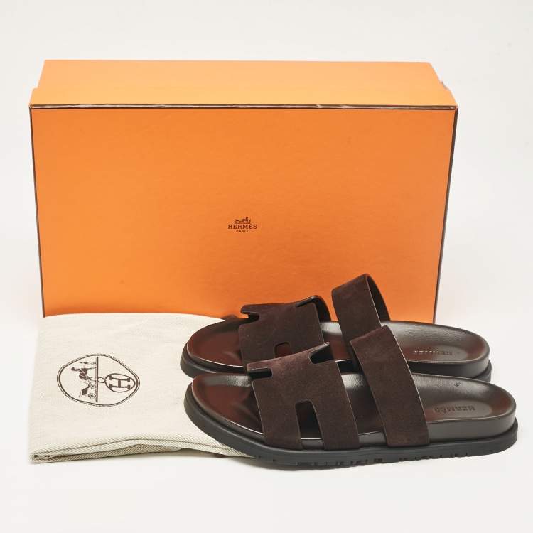 Pre Owned Hermes Brown Suede Ankara Sandals Size 40