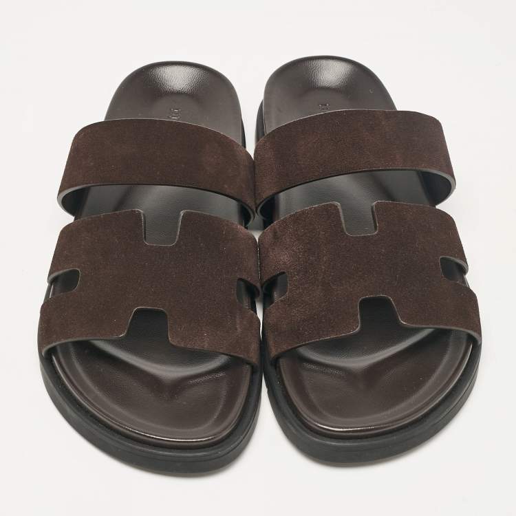 Pre Owned Hermes Brown Suede Ankara Sandals Size 40