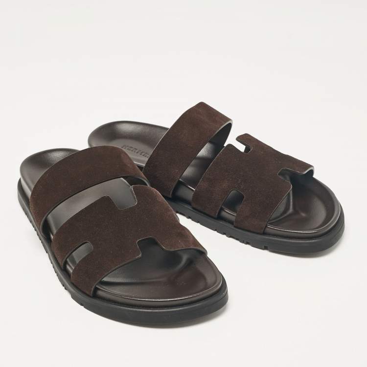 Pre Owned Hermes Brown Suede Ankara Sandals Size 40