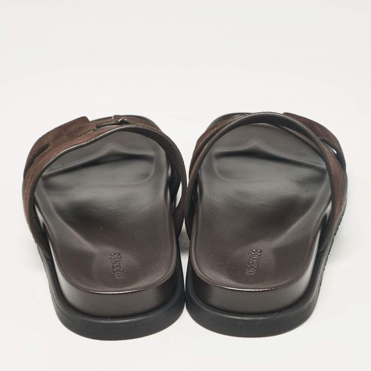 Pre Owned Hermes Brown Suede Ankara Sandals Size 40