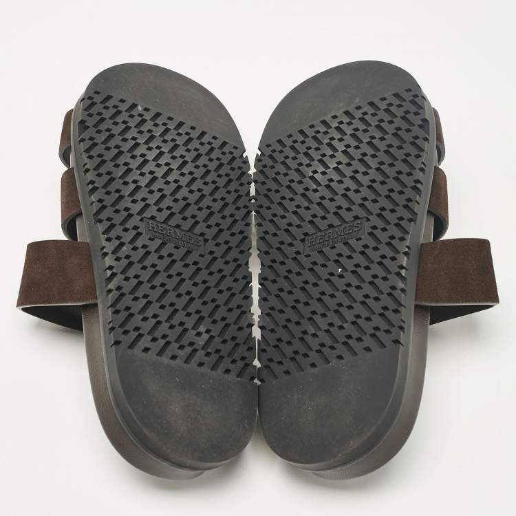Pre Owned Hermes Brown Suede Ankara Sandals Size 40