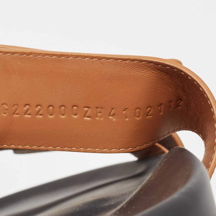 Pre Owned Hermes Brown Leather Chypre Flat Slides Size 41
