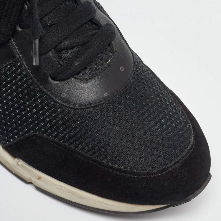 Pre Owned Hermes Black Leather and Mesh Low Top Sneakers Size 40