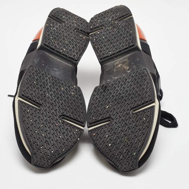 Pre Owned Hermes Black Leather and Mesh Low Top Sneakers Size 40