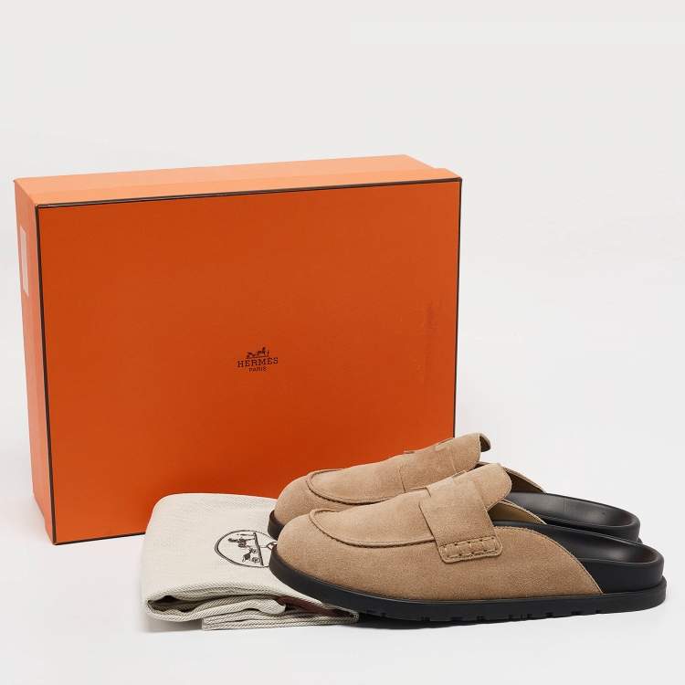 Pre Owned Hermès Brown Suede Go Mules Size 42