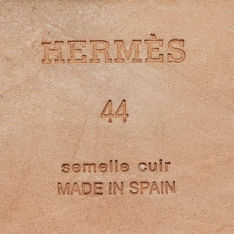 Pre Owned Hermès Black/Brown Leather Ionie Sandals Size 44