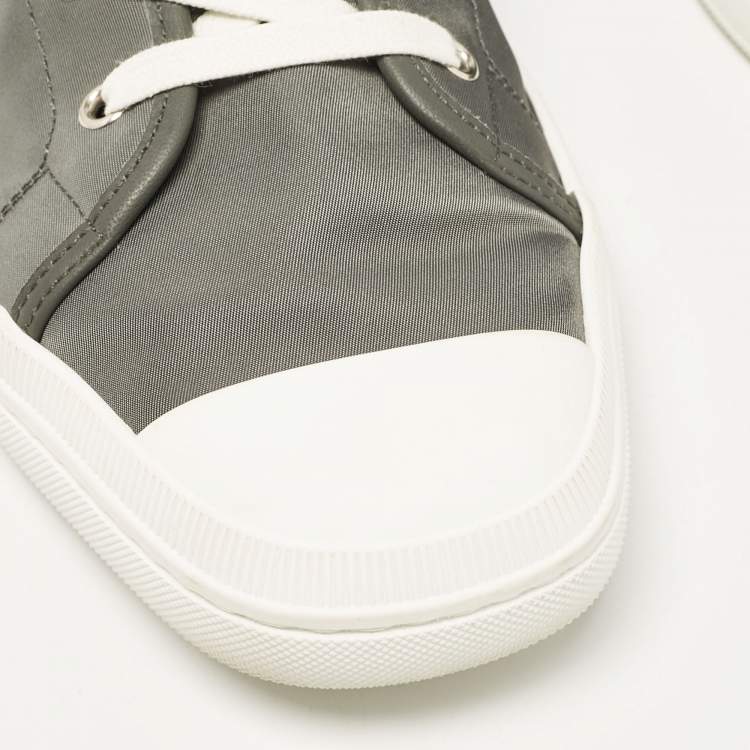 Pre Owned Hermes Grey Nylon and Leather Express High Sneakers Size 45