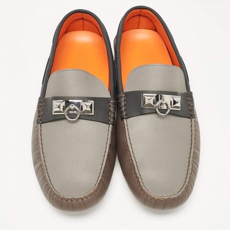 Pre Owned Hermes Multicolor Leather Irving Loafers Size 44