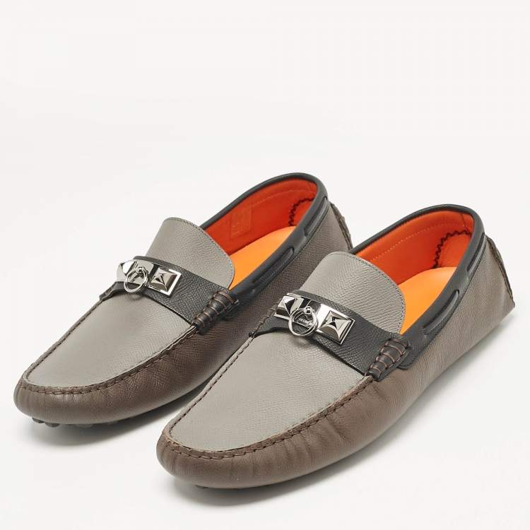 Pre Owned Hermes Multicolor Leather Irving Loafers Size 44