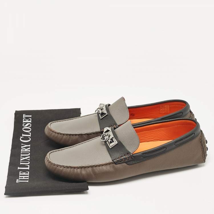 Pre Owned Hermes Multicolor Leather Irving Loafers Size 44