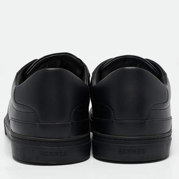 Pre Owned Hermes Black Leather Day Sneakers Size 44.5