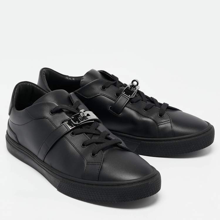 Pre Owned Hermes Black Leather Day Sneakers Size 44.5