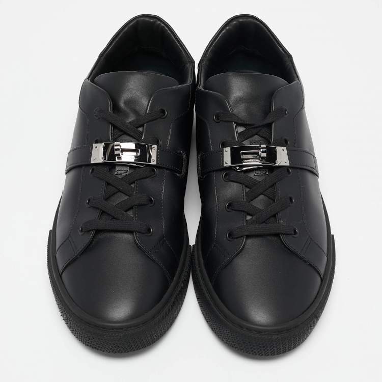 Pre Owned Hermes Black Leather Day Sneakers Size 44.5