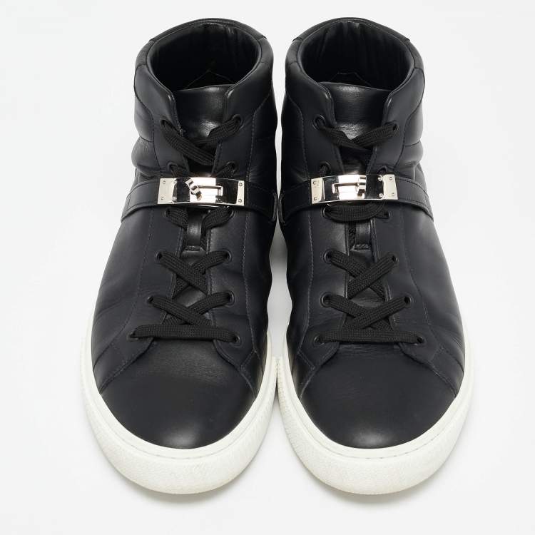 Pre Owned Hermes Black Leather Daydream Sneakers Size 45