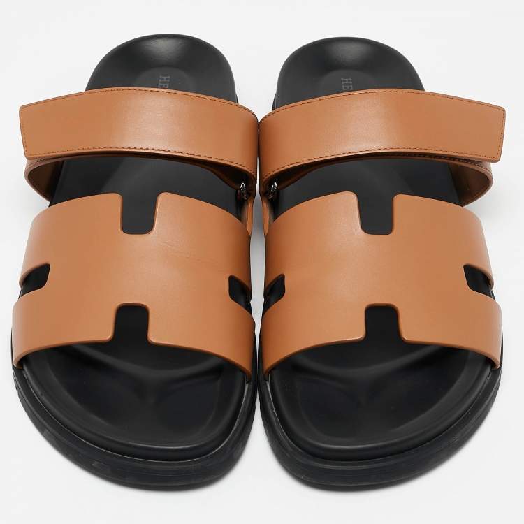 Pre Owned Hermes Brown Leather Chypre Sandals Size 45.5