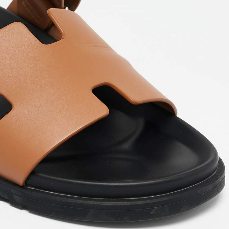 Pre Owned Hermes Brown Leather Chypre Sandals Size 45.5