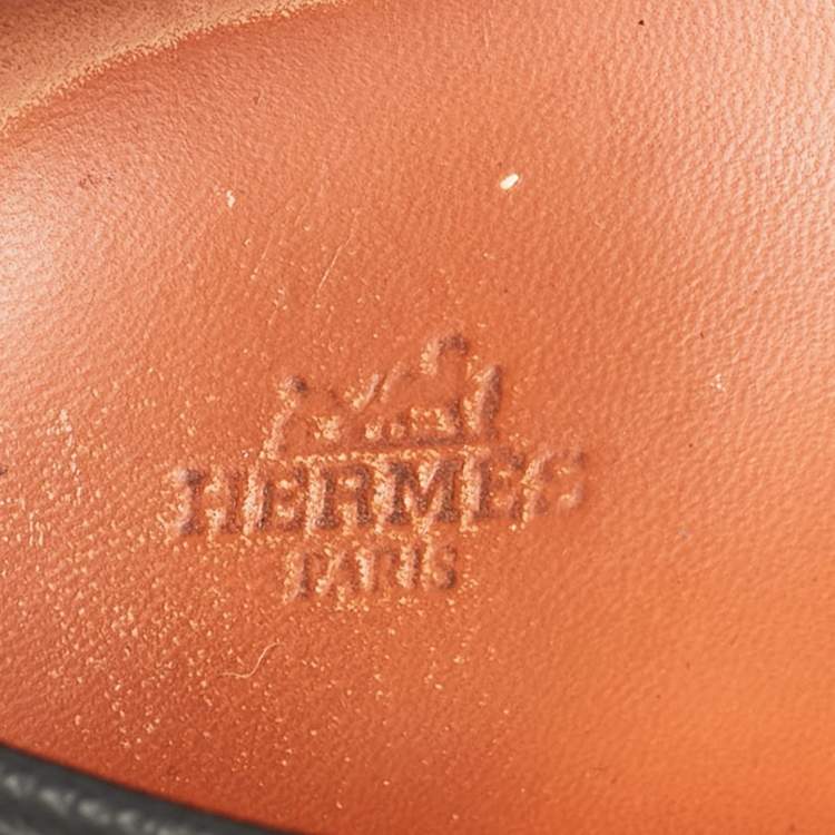 Pre Owned Hermes Black Leather Alessandro Loafers Size 41.5