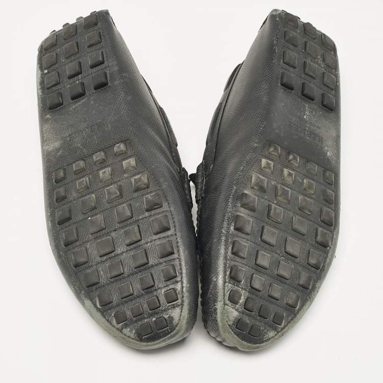 Pre Owned Hermes Black Leather Alessandro Loafers Size 41.5