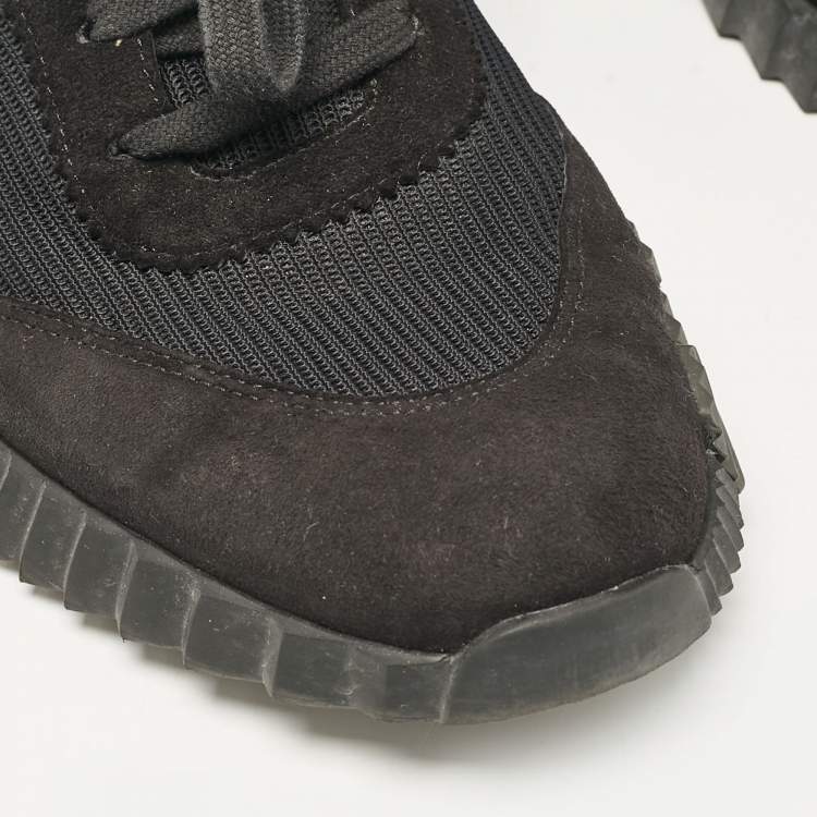 Pre Owned Hermes Black Fabric and Suede Bouncing Low Top Sneakers Size 42