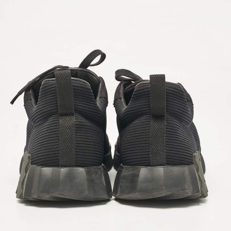Pre Owned Hermes Black Fabric and Suede Bouncing Low Top Sneakers Size 42
