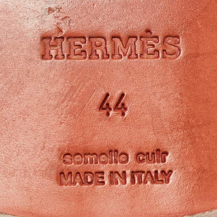 Pre Owned Hermes Black Perforated Leather Smoking Slippers Size 44