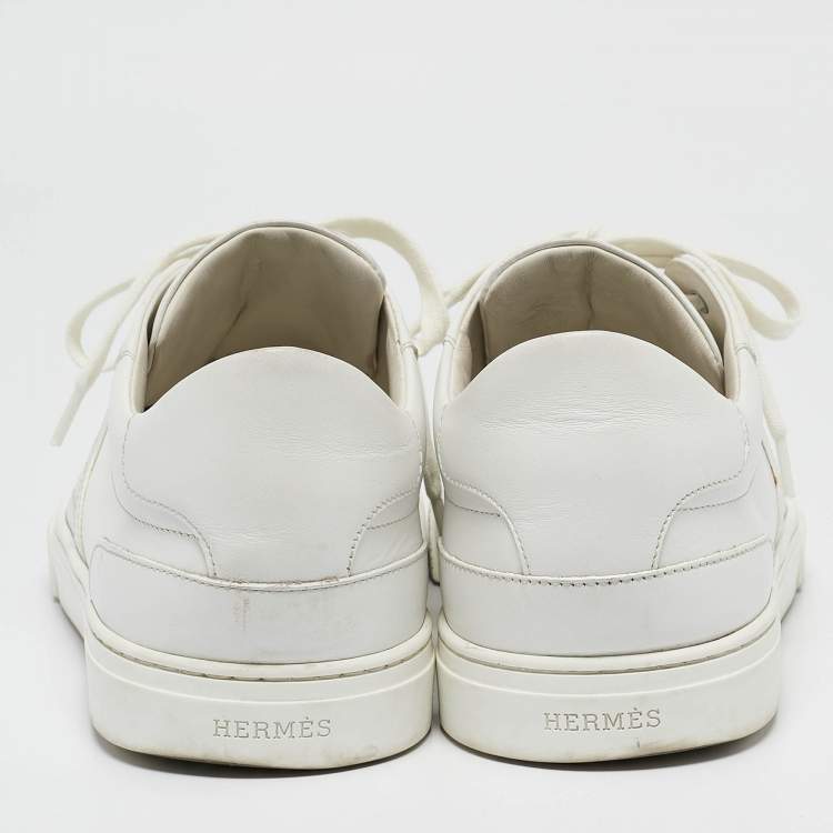Pre Owned Hermes White Leather Day Sneakers Size 42