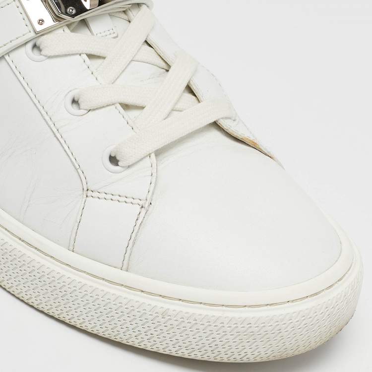 Pre Owned Hermes White Leather Day Sneakers Size 42