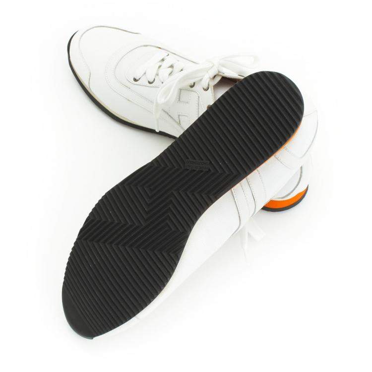 Pre Owned Hermes White Canvas And Leather Trim Kool Low Top Sneakers Size 42