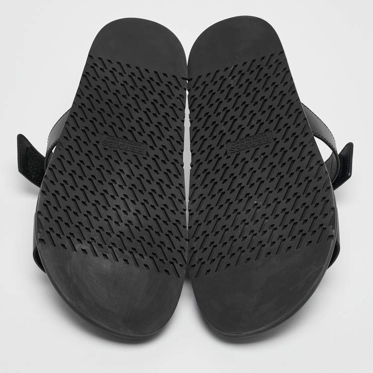 Pre Owned Hermès Black Leather Chypre Sandals Size 41