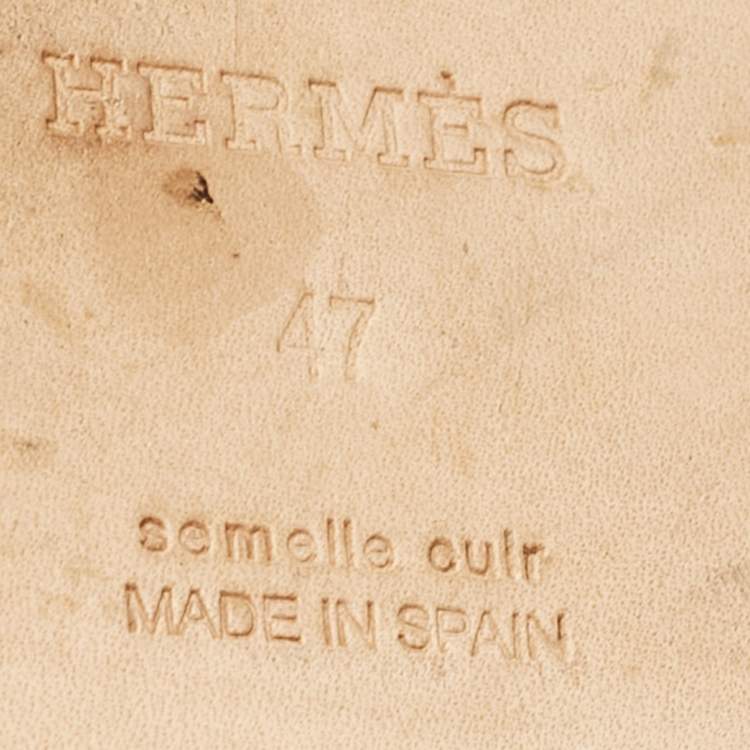 Pre Owned Hermes Beige Suede Antigua Flat Slides Size 47