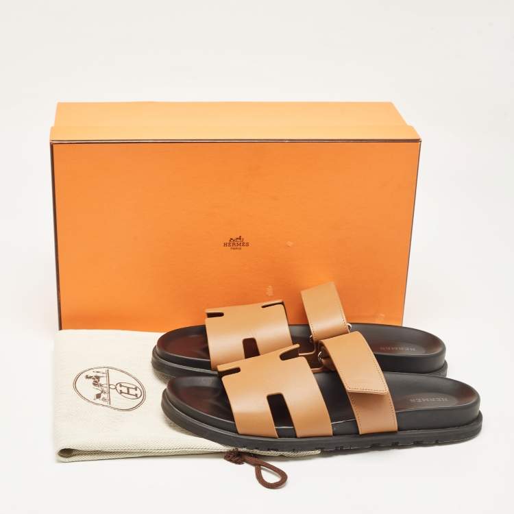 Pre Owned Hermes Brown Leather Chypre Sandals Size 43