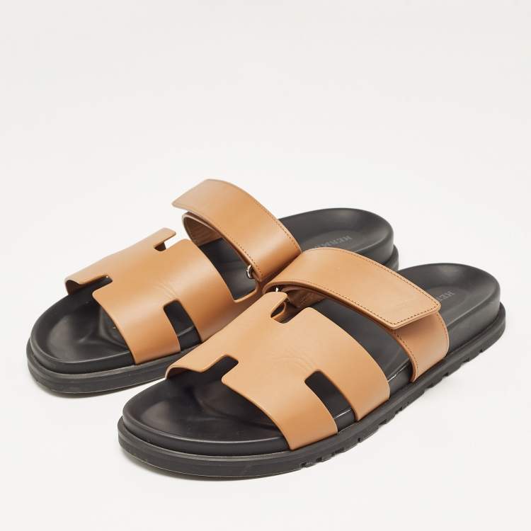Pre Owned Hermes Brown Leather Chypre Sandals Size 43