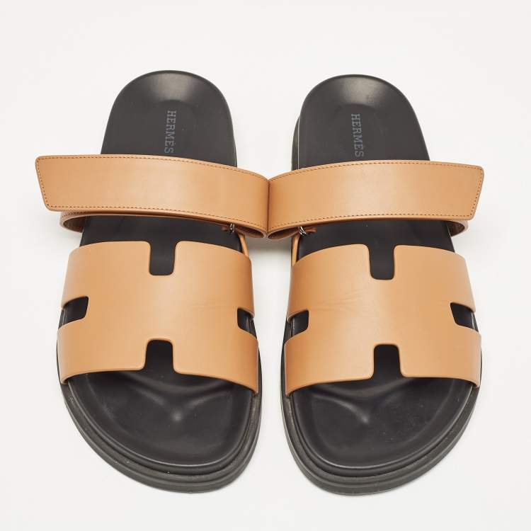 Pre Owned Hermes Brown Leather Chypre Sandals Size 43