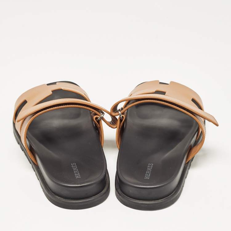 Pre Owned Hermes Brown Leather Chypre Sandals Size 43