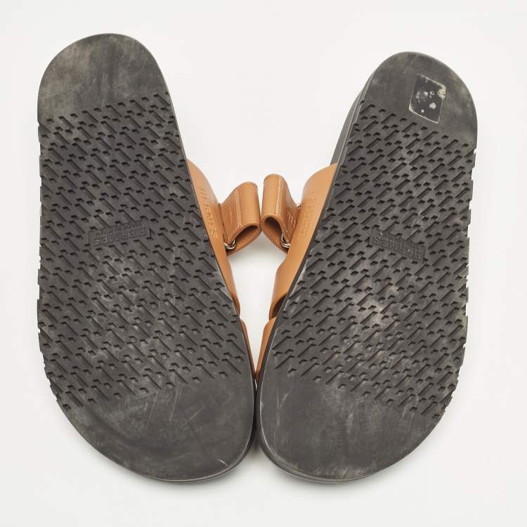 Pre Owned Hermes Brown Leather Chypre Sandals Size 43