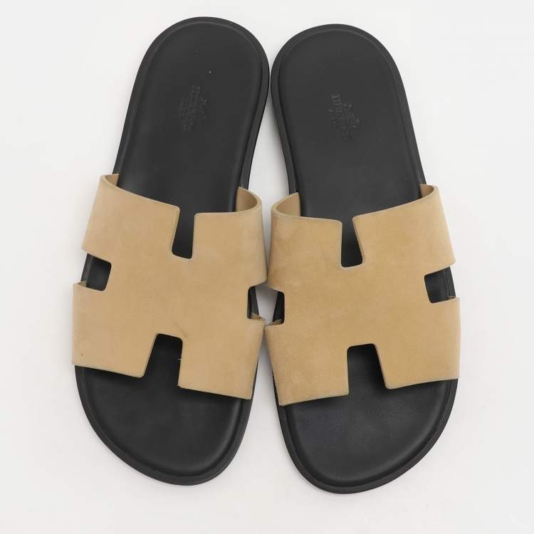 Pre Owned Hermes Jaune Milton Suede Izmir Flats Sandals Size 42