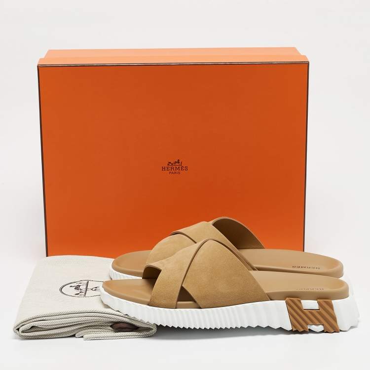 Pre Owned Hermès Beige Suede Infra Sandals Size 44